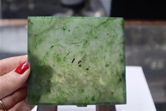 A Chinese spinach jade tray and two other trays (one a.f.)